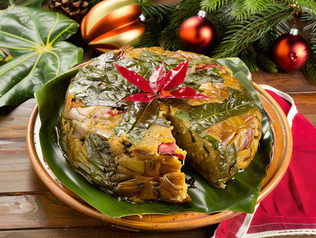 a traditional christmas dish on a table at christmas timeの写真素材