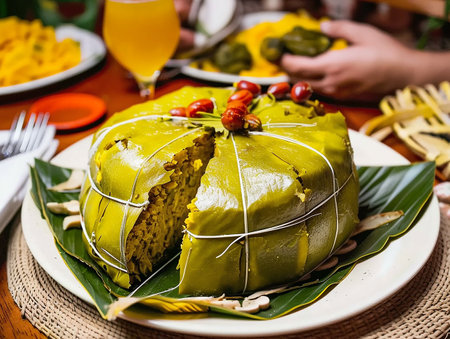 a traditional christmas dish on a table at christmas timeの写真素材