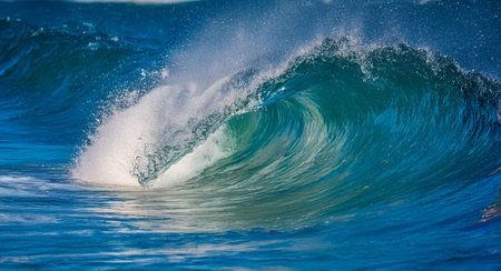a beautiful wave in the pacific oceanの写真素材