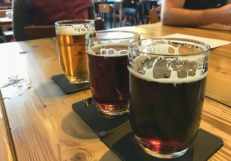 some german beers in a bar