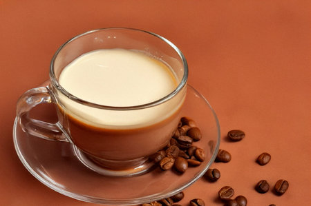 some coffee beans and a cup of coffee