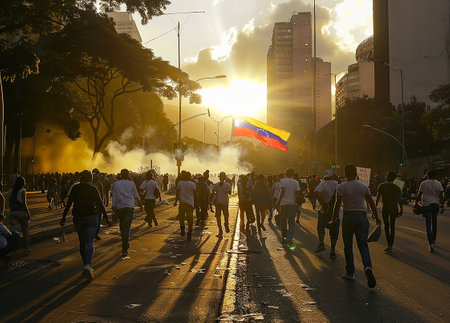 the project, almost Venezuela in the streets of Venezuela against the dictatorshipの写真素材