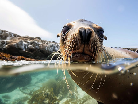 a sea lion in southern Chileの写真素材