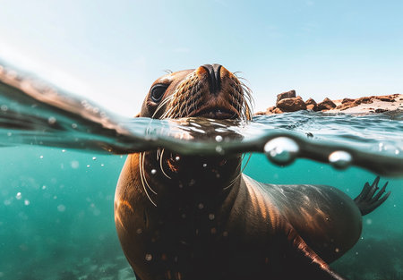 a sea lion in southern Chileの写真素材