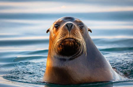 a sea lion in southern Chileの写真素材