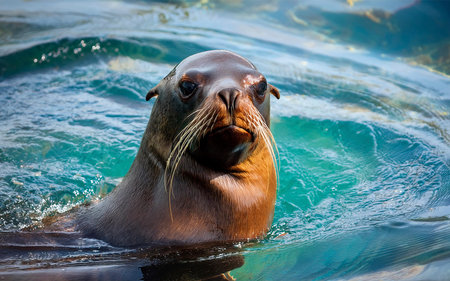 a sea lion in southern Chileの写真素材