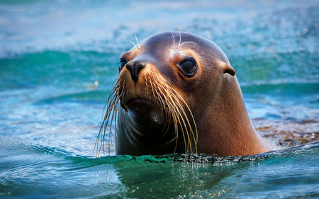 a sea lion in southern Chileの写真素材