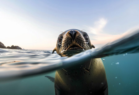 a sea lion in southern Chileの写真素材