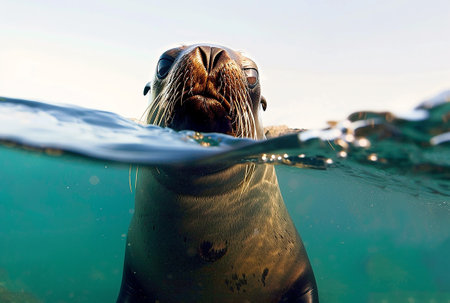a sea lion in southern Chileの写真素材