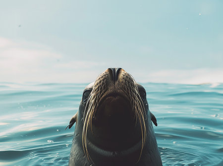 a sea lion on the coastの写真素材