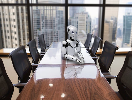 a robot assistant in a law firm's meeting roomの写真素材