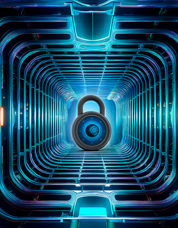 a security lock for a quantum computerの写真素材