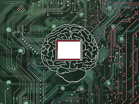 An AI brain on the background of a circuit board