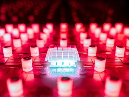 a printed board and a microchip of a quantum computerの写真素材