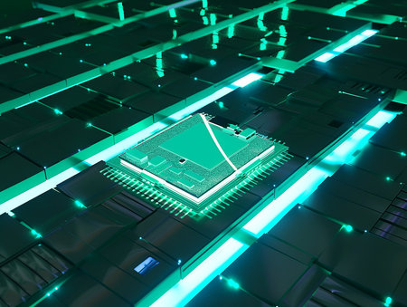 a printed board and a microchip of a quantum computerの写真素材
