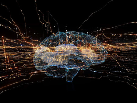 an artificial intelligence brain in a digital environment, considered a second brainの写真素材