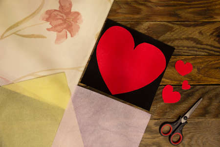 The Items for needlework on the wooden tableの写真素材