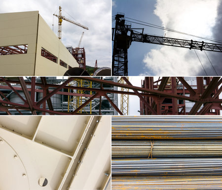 collage construction materials and elements of 
designs in construction