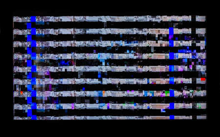 glitches, distortions, stripes on the LCD TV. colorful abstract background textureの写真素材
