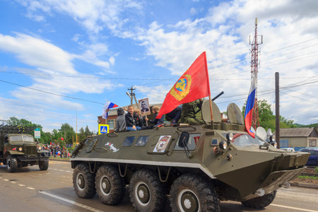 Adygea, Russia - May 9, 2017: Immortal regiment, Parade on victory day with the participation of...