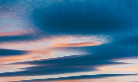 scenic landscape with an evening cloudy skyの写真素材