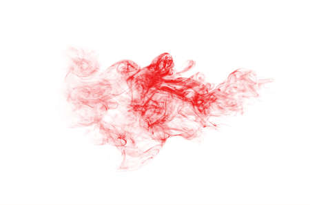 abstract red smoke cloud isolated on white backgroundの写真素材