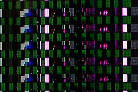 abstract background texture, glitches, digital noise and distortion on the TV screen