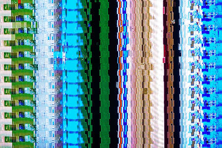 colorful abstract background texture, glitches, distortion on the screen 4k television broadcast digital TVの写真素材
