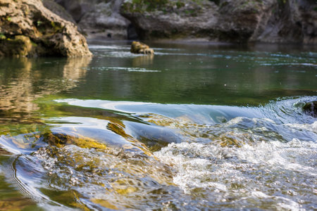water flow of a mountain riverの写真素材
