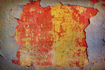 Very old yellow wall with cracks. Suitable for backgroundの写真素材