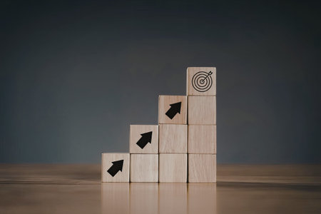 A collection of wooden blocks stacked in a pyramid formation, each block featuring unique symbols,...