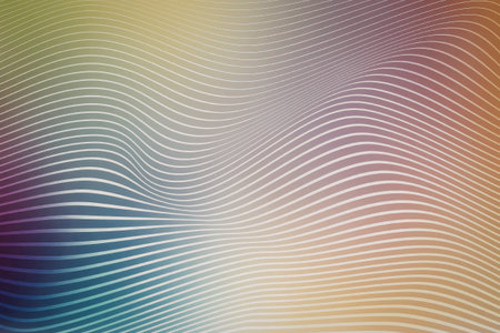 A colorful abstract background featuring wavy white lines on a gradient rainbow backdrop, creating a dynamic and captivating visual experience.の写真素材