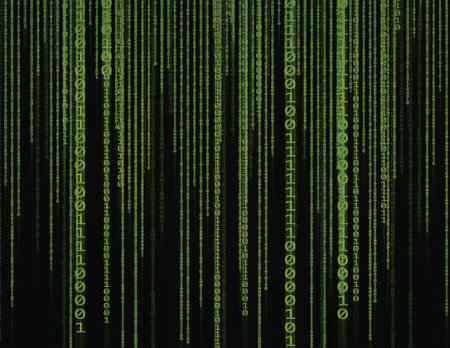 A digital representation of code streaming down a black background, reminiscent of the iconic Matrix...
