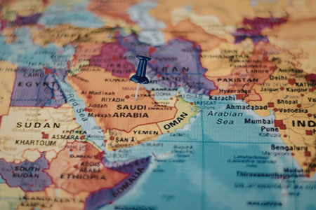 A blurry image of a map showing the middle east region with various countries labeled