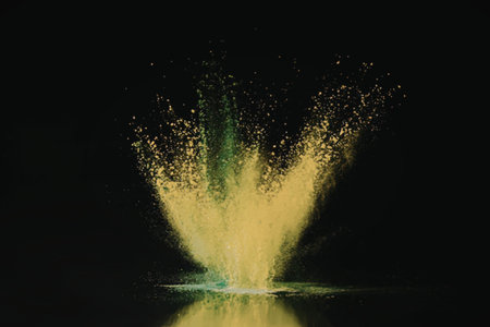 A mesmerizing display of vibrant green light exploding against a dark background, with particles...