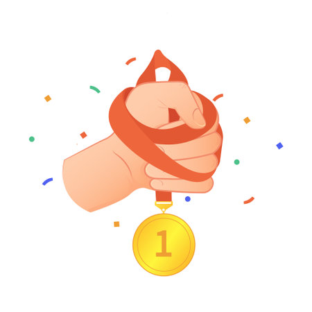 Free Vector Gold Medal Winner In Handのイラスト素材
