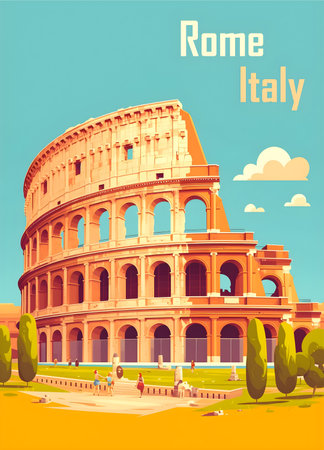 Colosseum in Rome, Italy. Travel to Italy. Vector illustrationの写真素材