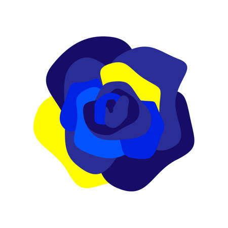Abstract blue and yellow flower . Blooming rose icon. Modern flower.のイラスト素材