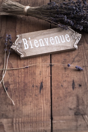 Bienvenue - Welcome to France, Sign, Lavenderの写真素材