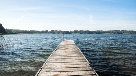 Jetty on a Lake at the morningの写真素材