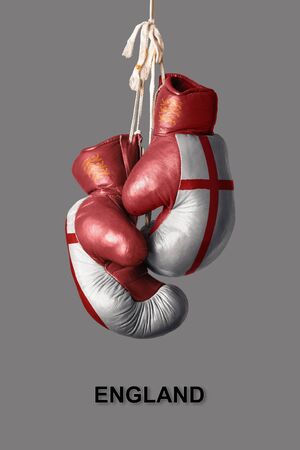 old Boxing Gloves in the Color of Engdlandの写真素材