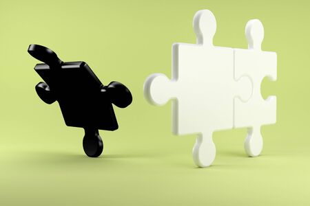 3d illustration, Puzzle pieces symbolize the divorce between two peopleの写真素材