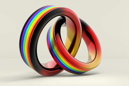 3d illustration, Wedding Rings symbolizing the same sex marriage  in Germanyの写真素材