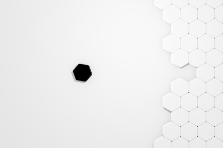 3d illustration Honeycomb structure with a unsuitable Pieceの写真素材