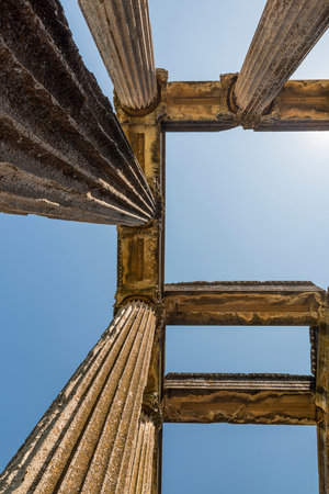 columns of the Temple of Zeus in Aizanoi , Aizanoi was located at Ãavdarhisar,  KÃ¼tahya, TÃ¼rkiyeの写真素材