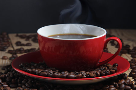 Red cup and coffee