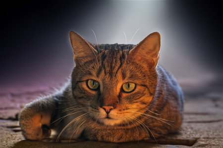 Portrait of a cat on a dark background. Toned.