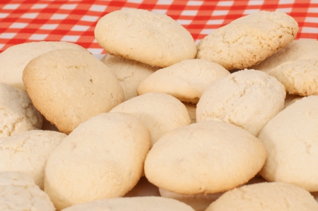 Close-up of brazilian coconut cookies on table. Focus on top cookies.の写真素材