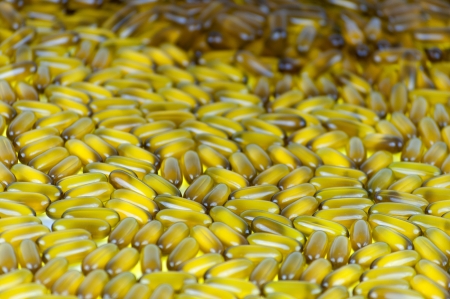 Closeup of group of coconut oil capsules  Selective Focusの写真素材