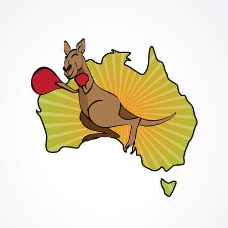 kangaroo on australiaのイラスト素材